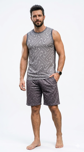 <b>Men</b>’s Basketball Uniform Two Piece Set – Casual Geometric Sportswear Outfit For <b>Men</b> - Product Image 4
