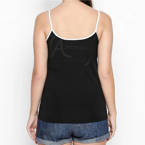 Débardeur Femme Noir Tricoté 100% Coton de Haute Qualité, Col Rond, Bretelles Fines, Idéal pour la Gym - Collection 2026, Meilleure Vente - Product Image 2