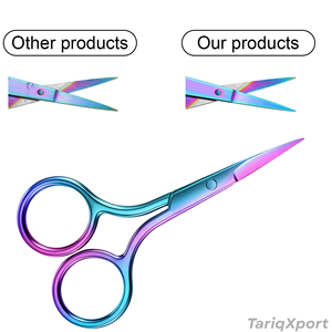 Mini Tijeras de Cutícula de Acero Inoxidable, Tijeras Rectas de Alta Calidad para Cejas, Duraderas, para Diestros, con Diseño Arcoíris - Product Image 2