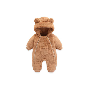 Combinaison pour bébé en fausse fourrure marron, à capuche, unisexe, hiver, douce, une pièce - Product Image 5