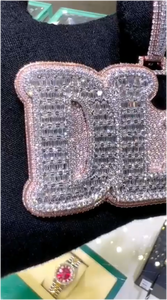 Collar con Colgante de Letra Personalizada con Zirconia Grande Tipo Baguette, Cadena HipHop para Hombre, Joyería de Letra Personalizada para Raperos - Product Image 4