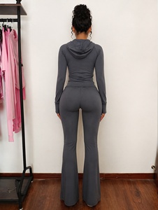 Completo <span class=keywords><strong>Sportivo</strong></span> Estivo Personalizzato da Donna, Set 2 Pezzi, Giacca Primaverile e Pantaloni <span class=keywords><strong>Yoga</strong></span>, Leggings, Set <span class=keywords><strong>Yoga</strong></span> Femminile - Product Image 3