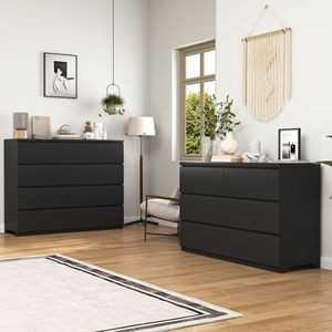 6-Drawer Wide Chest Dresser Wood <b>Storage</b> Tower with Large <b>Storage</b> Space Organizer for Bedroom <b>Clothes</b> - Product Image 6