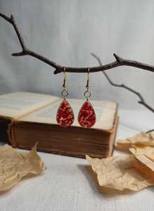 MN EXPORTS Red Gold Flake Resin Natural Pearl Teardrop <b>Drop</b> Earrings Vintage Women's Party Islamic Jewelry Gold Plated Fashion - Product Image 3