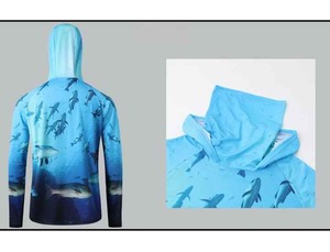 Manches longues personnalisées de haute qualité avec protection UV UPF 50+, antibactériennes, respirantes, imperméables, séchage rapide, couleur dégradée, devant - Product Image 3