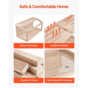 Jaula de Madera para Hámsteres Anfibios de 32 x 16 x 16 Pulgadas con Vista de 270 Grados, Parte Superior Abrible y Diseño Ventilado, Hábitat para Hámsteres - Product Image 2