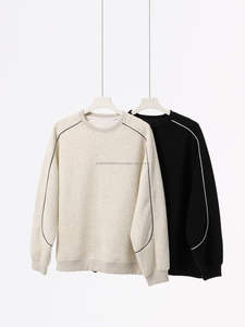 Otoño 380G Heavy Composite Cotton Crew Neck Pullover Sudadera Estilo americano Tidebrand Basic Dropped Shoulder Long Hoodies - Product Image 4