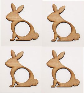 Anneau de serviette en bois en forme de lapin, décoration de table en bois, dessous de plat animal fait main, accent décoratif pour mariage et fête de Pâques - Product Image 2