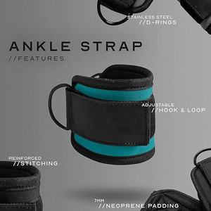 Correas de tobillo ajustables de neopreno y cuero con logotipo personalizado disponible, acolchadas y antideslizantes para ejercicios de glúteos y piernas. - Product Image 6