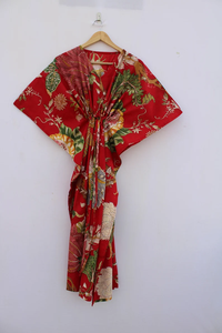 Vestido Kaftán Informal de Verano con Estampado Floral Tropical, sin Mangas, de Algodón, para Mujer, Ropa de Playa, Ropa de Estar por Casa, Textil Naaz - Product Image 4