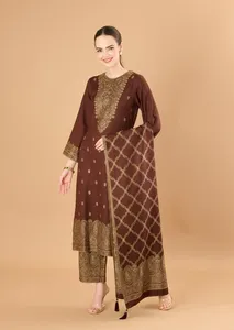 Tela de vestido de lana Acrowool premium sin coser Safaa Winter para mujer con estola, material de lana para trajes de invierno - Product Image 2