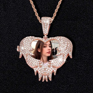 Premium 925 <b>Silver</b> Iced Jewelry VVS Moissanite Diamond Angel Wings Heart Pendant <b>Silver</b> Customizable Pendants <b>Charms</b> - Product Image 5