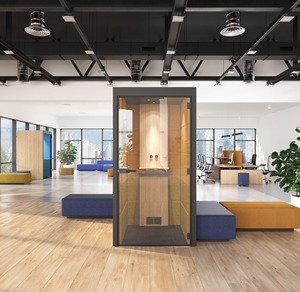Cabina Acústica Insonorizada para Oficina, Modelo S, con Paredes de Tela de la Colección SYNERGY y Puerta de Vidrio - Product Image 2