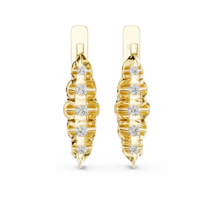 Boucles d'oreilles pendantes en or jaune 18 carats pour femmes, plaqué or de luxe, élégantes, avec diamants de laboratoire taille ronde, 1 carat, 10 carats - Product Image 1
