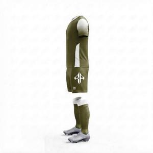 Uniforme de Fútbol Verde Oliva de Moda para Hombre con Estampado Sublimado y Logotipo Blanco, 100% Poliéster, Manga Corta - Product Image 5