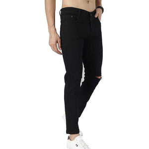 Pantalon en jean pour homme de haute qualité, couleur noire, coupe classique, tendance, respirant, pour adultes, style décontracté. - Product Image 2