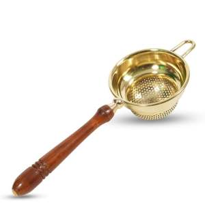 Infuseur à thé en cuivre à mailles fines avec poignée, filtre réutilisable pour thé en vrac, pour théière, tasse, maison, cuisine, hôtel, restaurant - Product Image 4