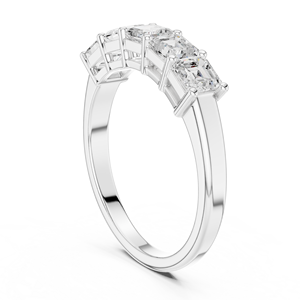 แหวนแต่งงานหรือแหวนครบรอบดีไซน์มินิมอล ทองคำขาว 14k เพชรทรง Asscher  เพาะเลี้ยงในห้องปฏิบัติการ  แบบครึ่งวงนิรันดร์ สามารถสวมซ้อนกันได้ - Product Image 3