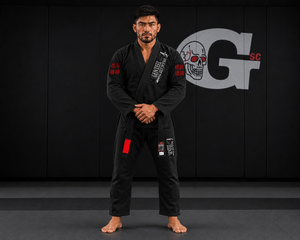 Kimono de Jiu-Jitsu personnalisé pour hommes adultes, noir, en coton, coupe classique, durable, avec broderie de logo privé, 450g - Product Image 2