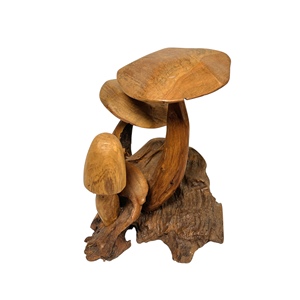 Sculpture en bois de teck en forme de champignon, design Art Déco, décoration de table – Apportez le charme de la forêt à votre espace, beauté organique, détails artisanaux - Product Image 4