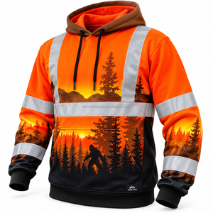Großhandel Hi-Vis Arbeitskleidung Hoodie Maßgefertigter Reflektierender Sicherheits-Sweatshirt Wärmeübertragung Blumendruck Unisex Polyester CE-Zertifiziert - Product Image 1