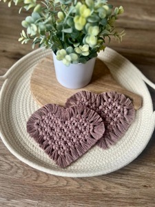 Handmade Heart Shape Macrame Coasters Elegant Boho Party Decor Suitable for Guest Entertainment and Special Occasions Decor - Product Image 4
