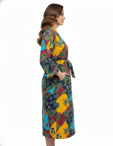 Kimono Nouveau Imprimé Kantha Manches Longues Respirant Doux Réversible avec Ceinture Vêtements de Nuit pour Femmes - Product Image 3