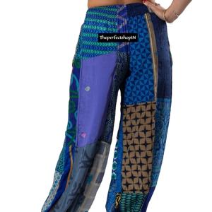 Pantalon harem patchwork unisexe haute pour toutes les saisons avec poches vente en gros de festivals d'été streetwear pour hommes et femmes avec logo en soie XL - Product Image 3