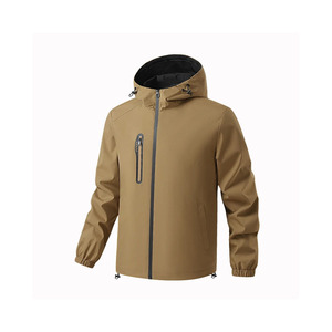 Veste softshell blanche pour homme avec capuche, poches zippées, imperméable, vêtements de plein air, coupe classique, vêtements de randonnée - Product Image 2