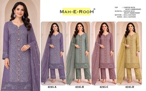 Designer Pakistani Suit Set Heavy Chiffon with Heavy Embroidered Sequence Work and Hand Work India Export at Bulk Price - Product Image 5