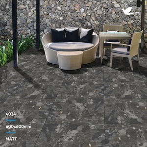 Carreaux de sol en céramique de luxe 60x60 effet marbre brillant, gris, poli, émaillé, pleine masse, 600x600, pour salon et maison - Product Image 1