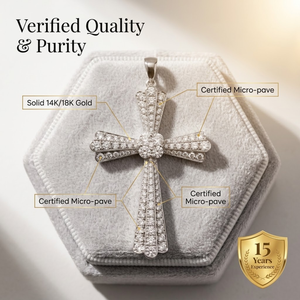 18K Solid Gold Natural Diamond Cross Pendant Real Diamond Cross Necklace Earth Mined VS1 Clarity <b>Micro</b> Pave Christmas Gift - Product Image 4
