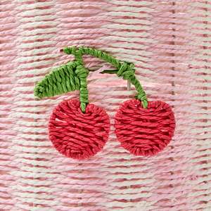 Panier de rangement pour enfants en papier rose à motif cerise mignon, bord festonné, pour jouets et linge, vente en gros, écologique, direct fabricant, OEM - Product Image 4
