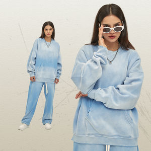 Sweat-shirt personnalisé épais 450 g/m² délavé à l'acide, vintage, uni, vierge, coupe oversize, col rond, 100 % coton, respirant, pour homme, hiver - Product Image 4