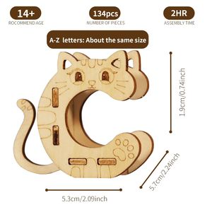 Set di Puzzle 3D in Legno Fai-da-Te, 26 Lettere Animali A-Z, Kit Modelli Artigianali, Regalo di Natale Unico - Product Image 3