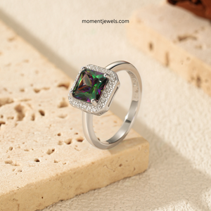 Geometric Square Shaped <b>Silver</b> <b>Ring</b> Shimmering Cubic Zirconia Micro Inlay 925 Sterling <b>Silver</b> Women <b>Eternity</b> Band <b>Ring</b> Wholesale - Product Image 3