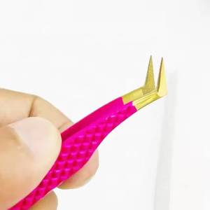 Pinzas de Precisión para Pestañas de Color Rosa, Acero Inoxidable, Punta Suave, Empaquetado en Caja - Product Image 2