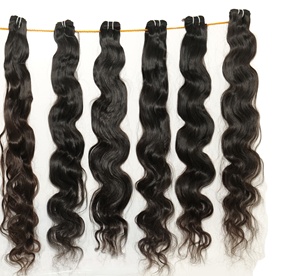 Vendeur naturel en gros tissage vierge couleur noire machine double trame faisceaux bodywave extensions de cheveux humains sud-indien - Product Image 1