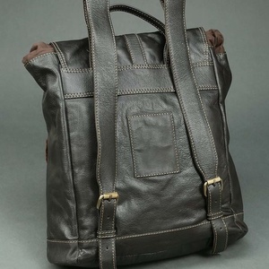 Super Quality Full Grain <b>Black</b> <b>Leather</b> <b>Backpack</b> with Waterproof Lining Two Side Pocket-Top Supplier for Summer Use - Product Image 2