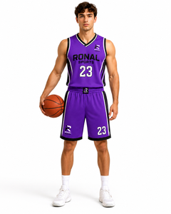 Ensemble d'uniformes de basketball personnalisés en sublimation violette, maillot et short de basketball pour hommes, respirant, séchage rapide, vêtements d'équipe OEM ODM Sport - Product Image 3