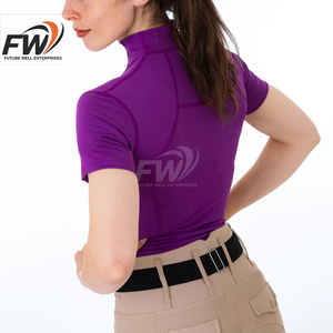 Camiseta de manga corta roja de gran tamaño, elegante y de calidad premium OEM para carreras de caballos, top ecuestre técnico de verano con etiqueta privada - Product Image 4
