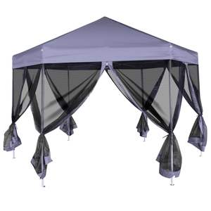 Carpa Hexagonal Plegable de 11.8'x10.2' con 6 Paredes Laterales Azul Oscuro, Gazebo o Pérgola - Product Image 3