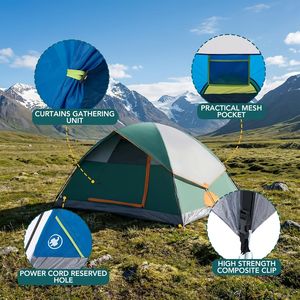 High Quality 2/4 Person <b>Camping</b> Dome Tent with Easy Setup Tent Fly Mesh Windows Skylights Lightweight and Portable - Product Image 2