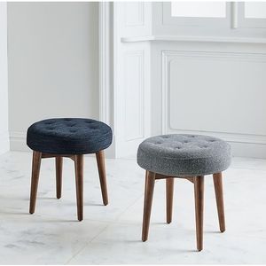 <b>Round</b> <b>Stool</b> with Fabric Seater Vintage Custom Handmade Solid <b>Wood</b> Mahogany Furniture - Product Image 1