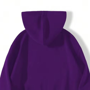 Sudadera con Capucha Morada para Hombre, Corte Regular, Color Sólido, Informal, Tejido French Terry, para Otoño, con Pedrería Premium - Product Image 6