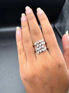 Anillo de Dos Bandas con Racimo de Diamantes de Moissanita de Múltiples Formas, Diseño Creativo, Unisex, Plata 925 Original, Regalo de Boda para Pareja - Product Image 2