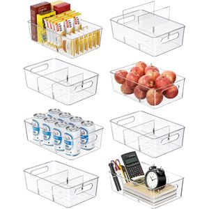 Set di 8 Contenitori in Plastica Trasparente per Organizzare Dispensa, Contenitori Divisori per Snack e Alimenti - Product Image 1