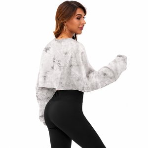 Sudadera extragrande de cuello redondo y corte cropped |   Sudadera corta de forro polar lavado con efecto tie-dye |   Ropa Urbana de Marca Privada OEM ODM - Product Image 2