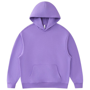 Sudadera con Capucha Morada para Hombre, Color Sólido, Felpa, Informal, para Otoño, con Bolsillos, Corte Regular, Estilo Tejido - Product Image 1