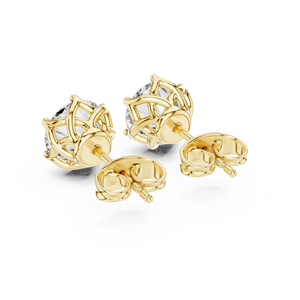 Boucles d'oreilles de fiançailles pour femmes avec diamants de laboratoire ronds à six griffes, certifiés GRA, disponibles en or jaune 14 carats - Product Image 3